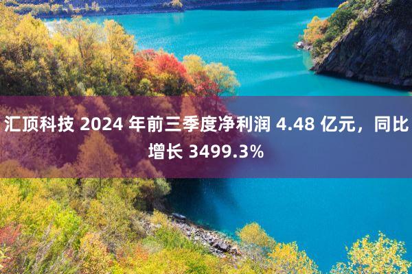 汇顶科技 2024 年前三季度净利润 4.48 亿元，同比增长 3499.3%