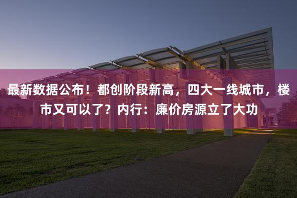 最新数据公布！都创阶段新高，四大一线城市，楼市又可以了？内行：廉价房源立了大功